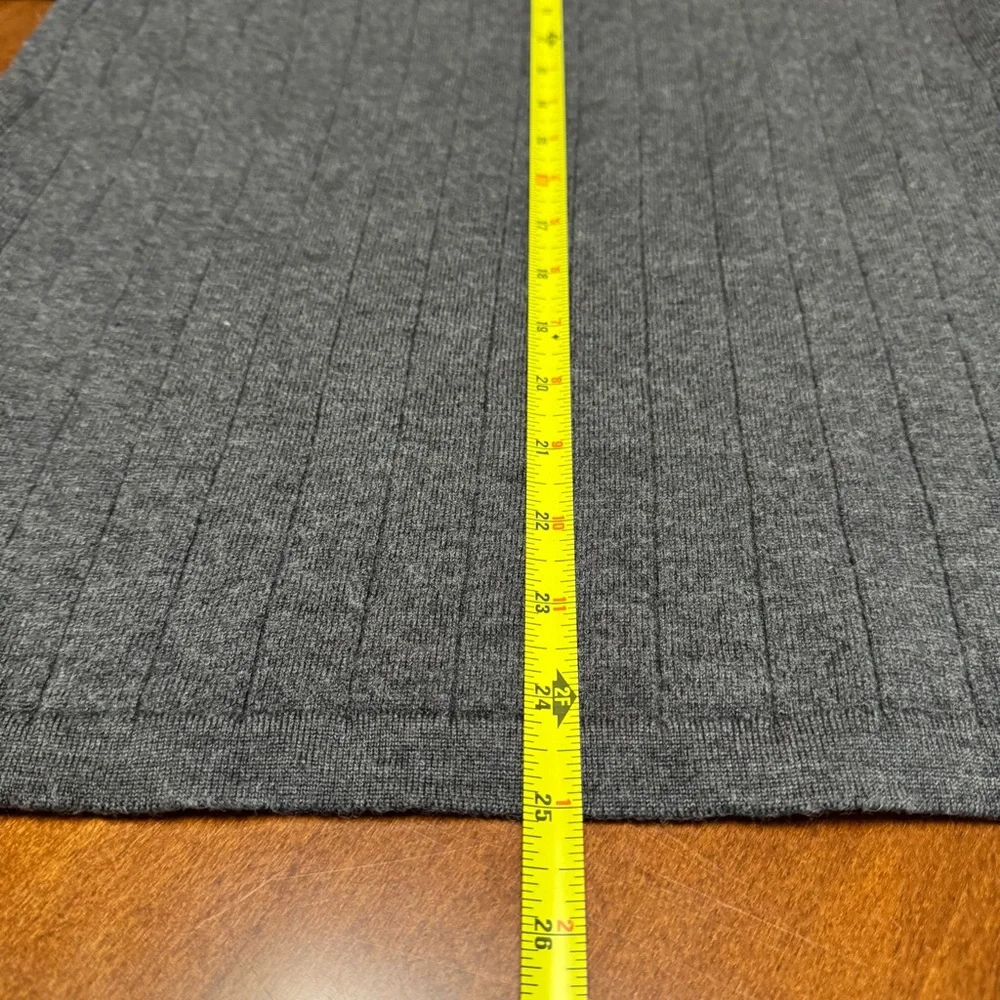 Brandini Sweater Men's Large Dark Gray V-Neck Ribbed 100% Merino Wool Pullover